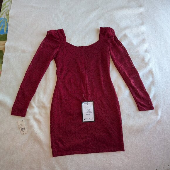 City Studio Women's Large Lace Mini Bodycon Dress Dark Red Slim Red NWT - Picture 15 of 16